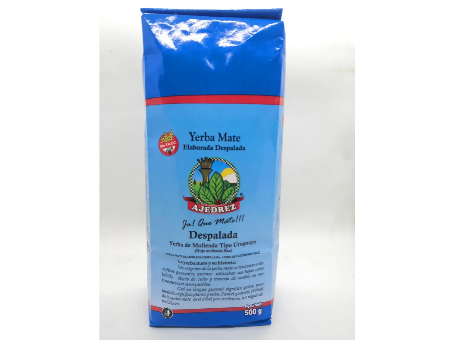 YERBA AJEDREZ 500GRS PAQ AZUL DESPALDA