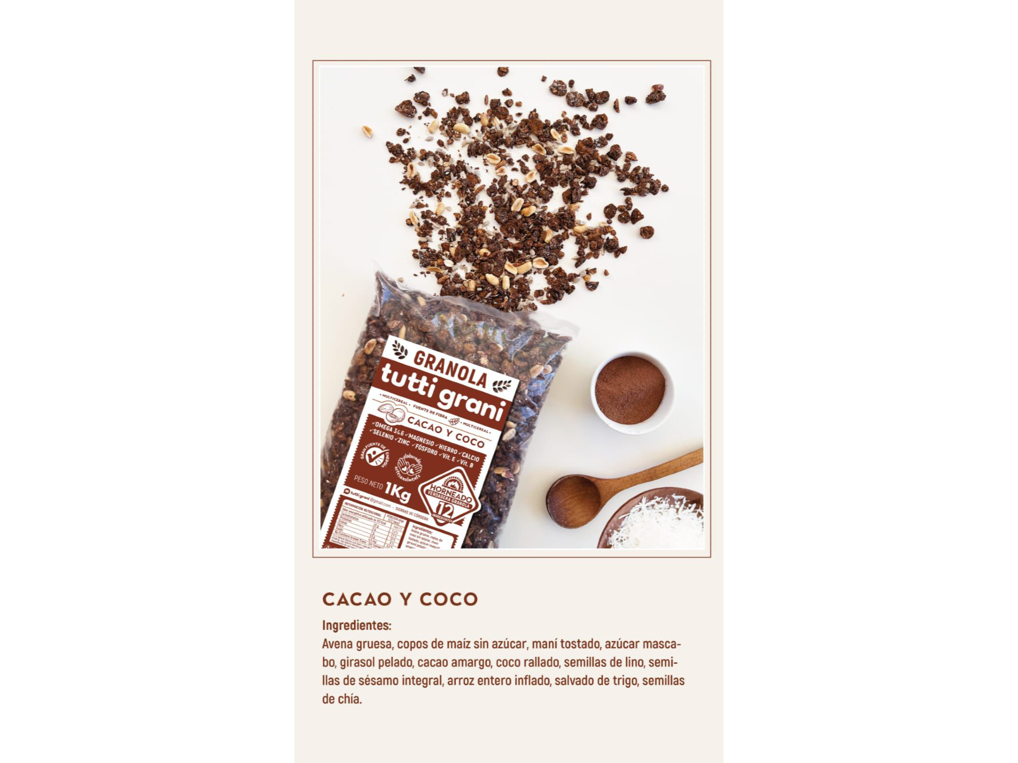 GRANOLA CACAO Y COCO HORN. 1K