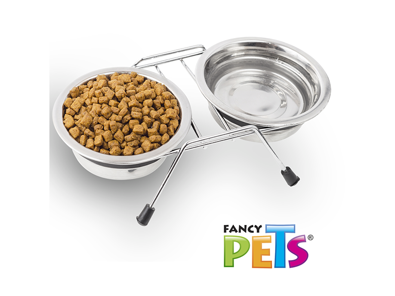 COMEDERO DOBLE DE ACERO INOXIDABLE