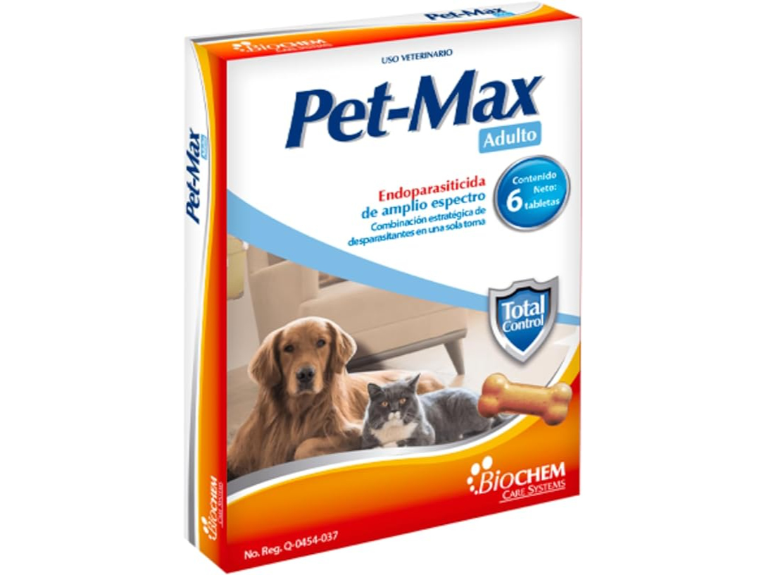DESPARASITANTE PET-MAX ADULTO BLISTER 6 TAB