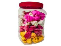 PAQUETE DE CARNAZA HUESO SUPER MINI 5-6 CM COLORES 44 PZAS + VITROLERO GRATIS