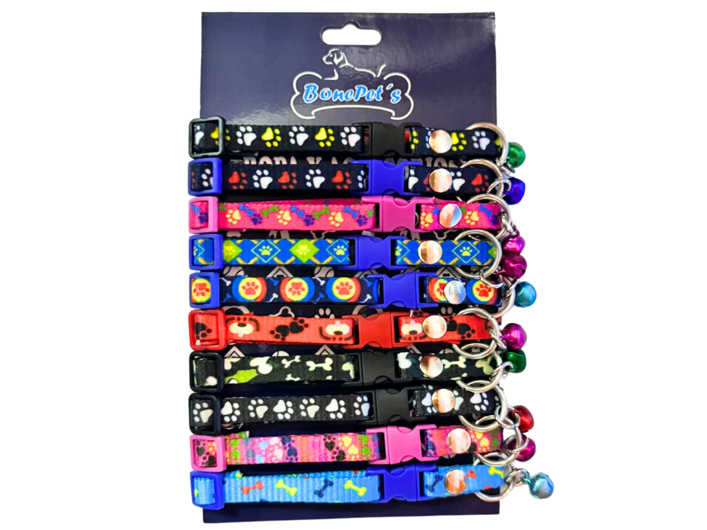 PAQUETE COLLARES NYLON 1/2" CINTA IMPORTADA C/ CASCABEL 10 PSZ