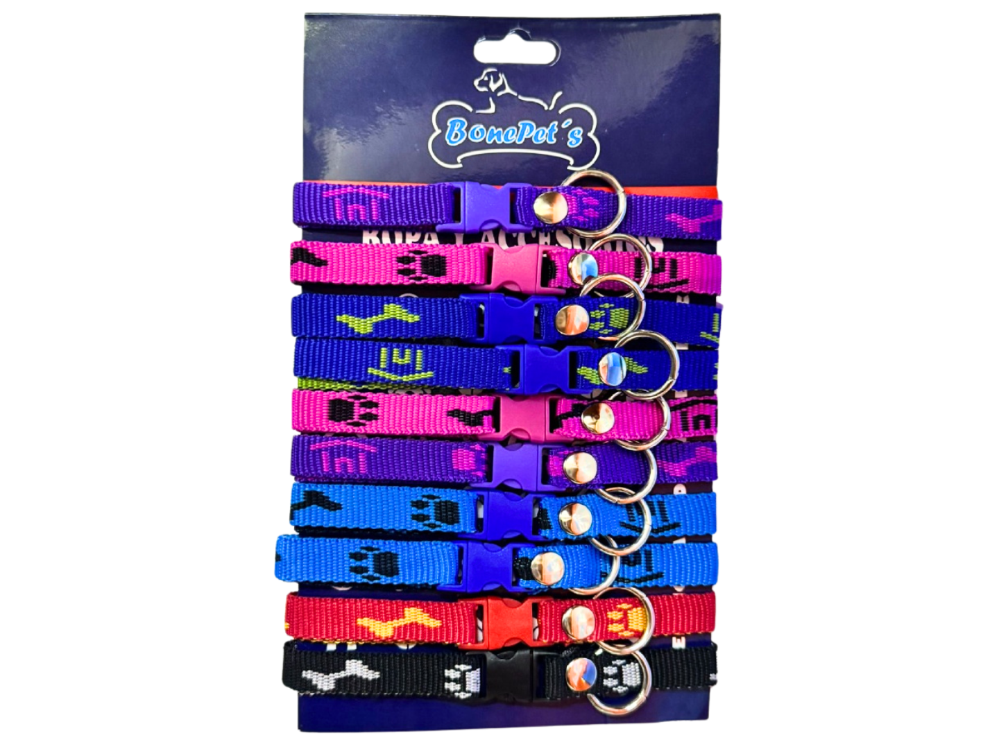 PAQUETE COLLARES NYLON 1/2" CINTA ESTAMPADA 10 PZAS