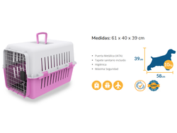 TRANSPORTADORA PARA PERRO CH ROSA (61X40X39)