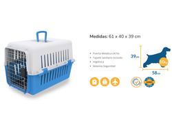 TRANSPORTADORA PARA PERRO CH AZUL (61X40X39)