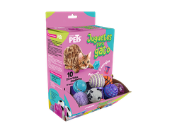 CAJAS PELOTAS Y SONAJAS P/GATO 48 PZS