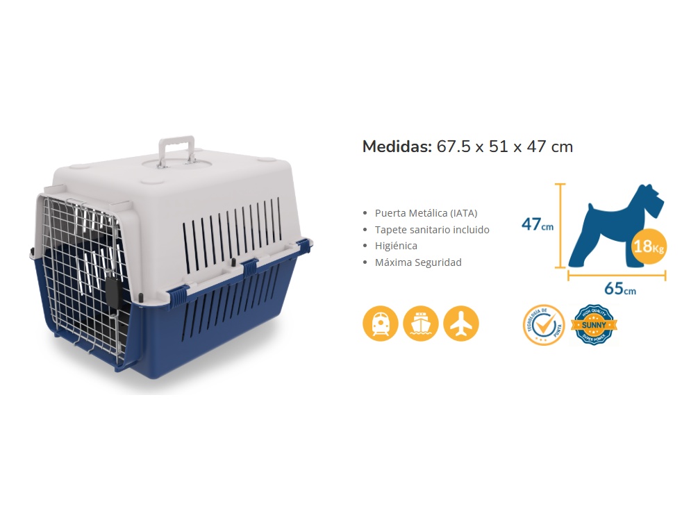 TRANSPORTADORA MEDIANA SUNNY 67.5X51X47 C/TAPETE