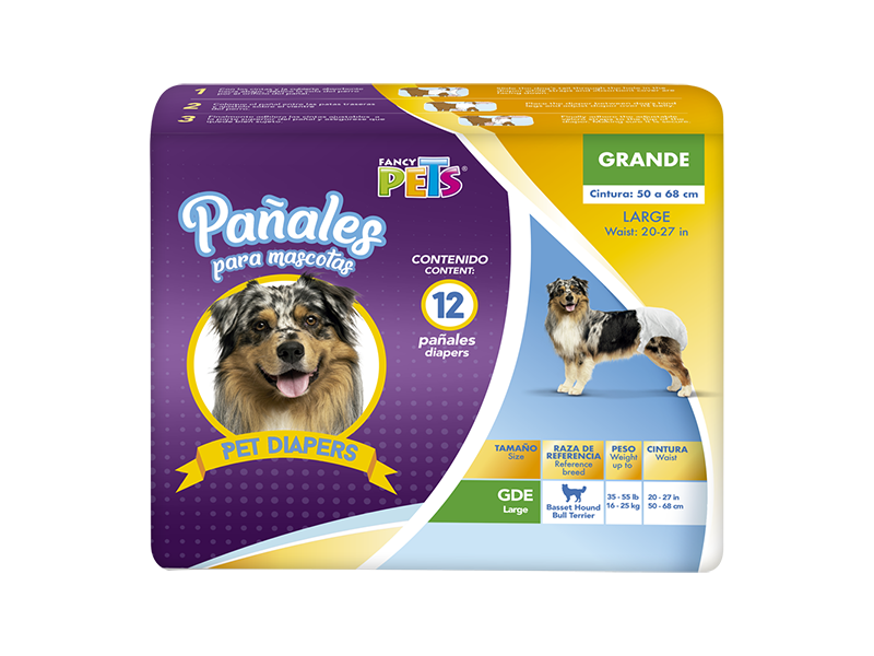 PAÑALES GDE P/PERRO 12 PIEZAS