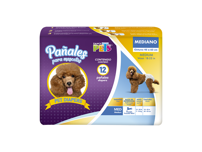 PAÑALES MED P/PERRO 12 PIEZAS