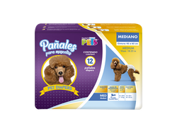 PAÑALES MED P/PERRO 12 PIEZAS