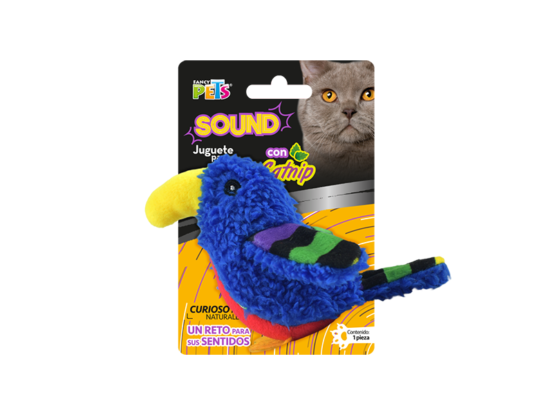JUGUETE LORO AZUL SOUND C/CATNIP