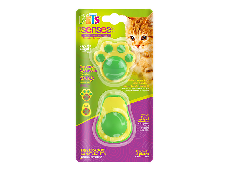 JUGUETES C/BOLA DE CATNIP P/GATO 2 PZAS