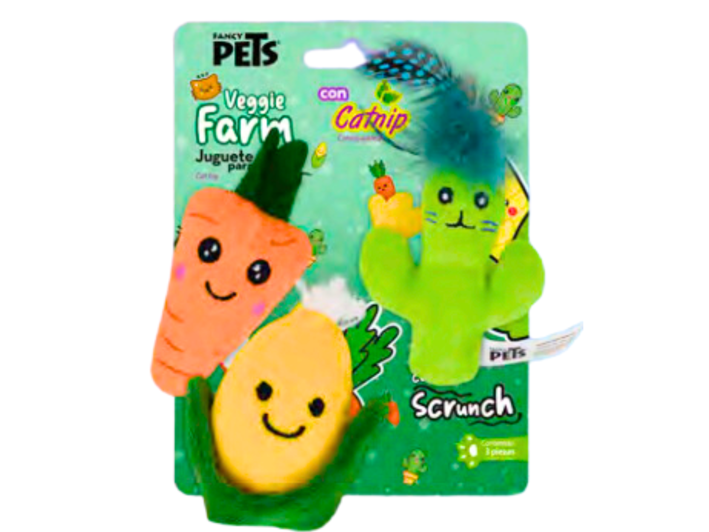 3  PACK JUGUETE PARA GATO VEGETALES
