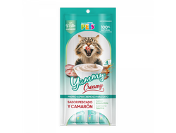YUMMY CREAMY P/GATO PESCADO Y CAMARON BOLSA C/4 SOBRES