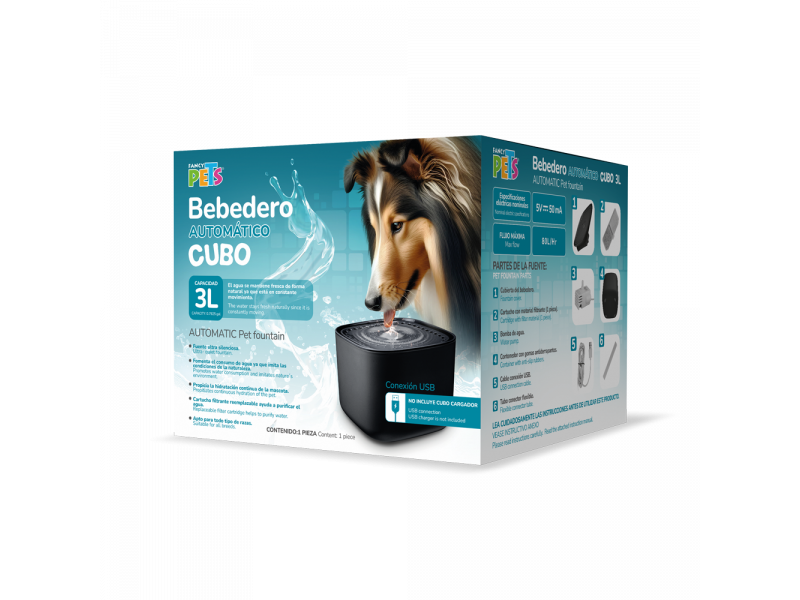 BEBEDERO FUENTE DE AGUA NEGRO 3L