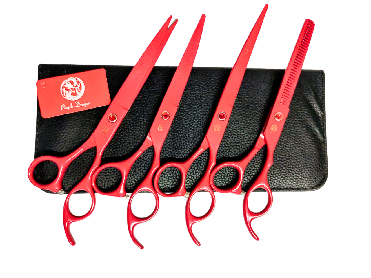 SET DE TIJERAS PROFESIONAL PURPLE DRAGON ROJO 4 PZS