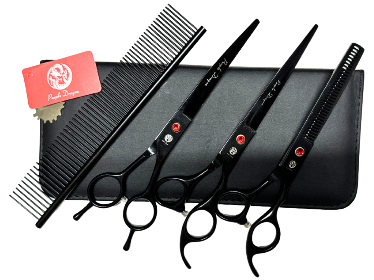 SET DE TIJERAS PROFESIONAL PURPLE DRAGON NEGRO