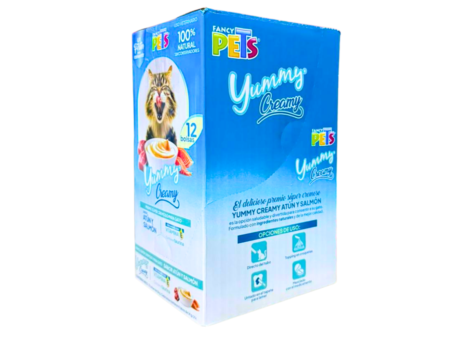 CAJA DISPLAY YUMMY CREAMY P/GATO ATUN Y SALMON 12 PZAS