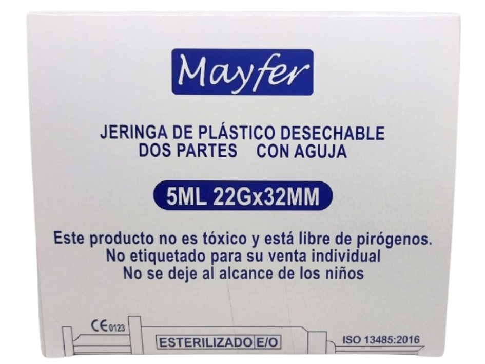 CAJA DE JERINGA 5 ML C/ AGUJA NEGRA 100 PZS