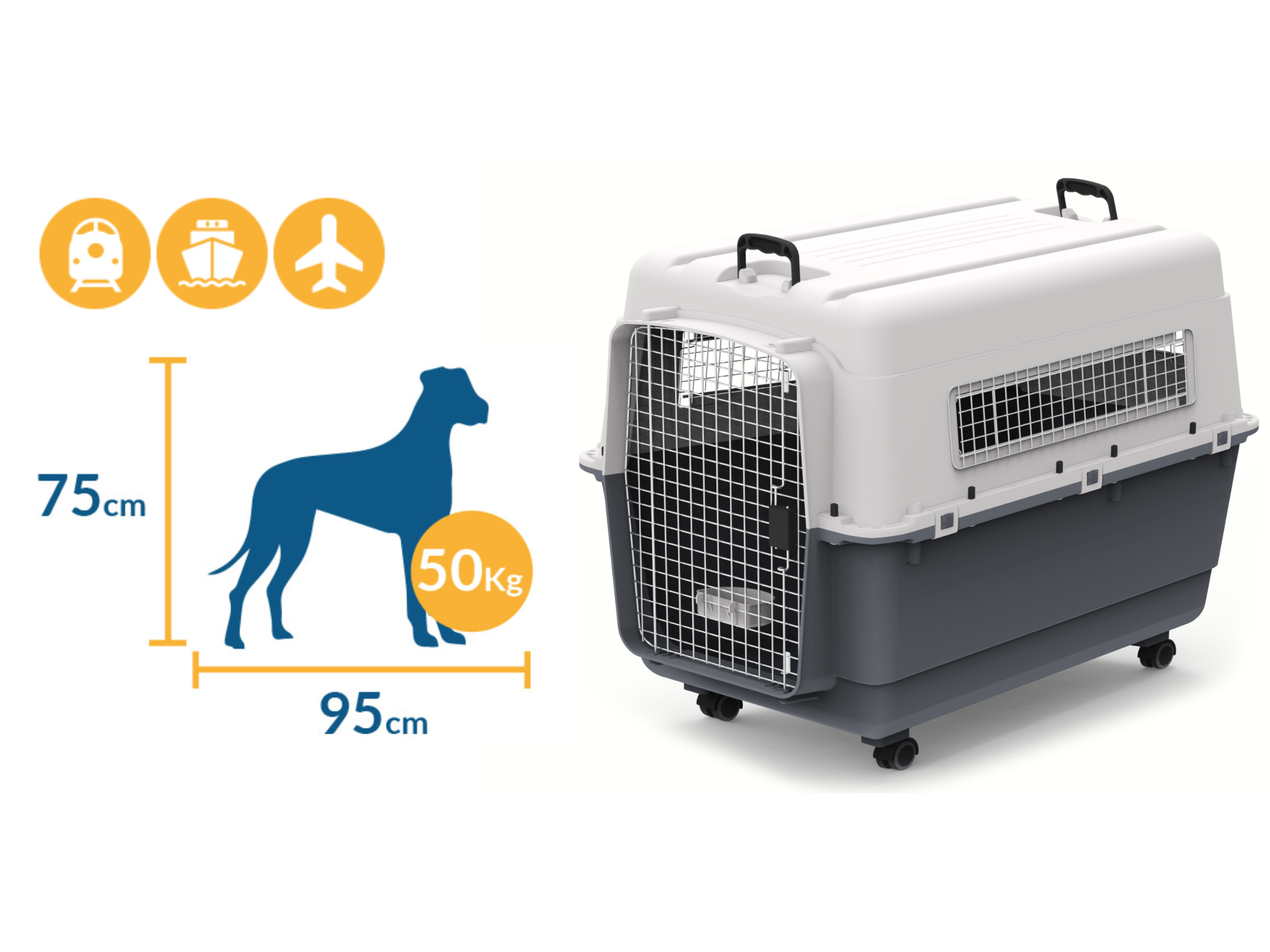 TRANSPORTADORA KENNEL EXTRAGRANDE (100*67*75) INCLUYE SET DE RUEDAS