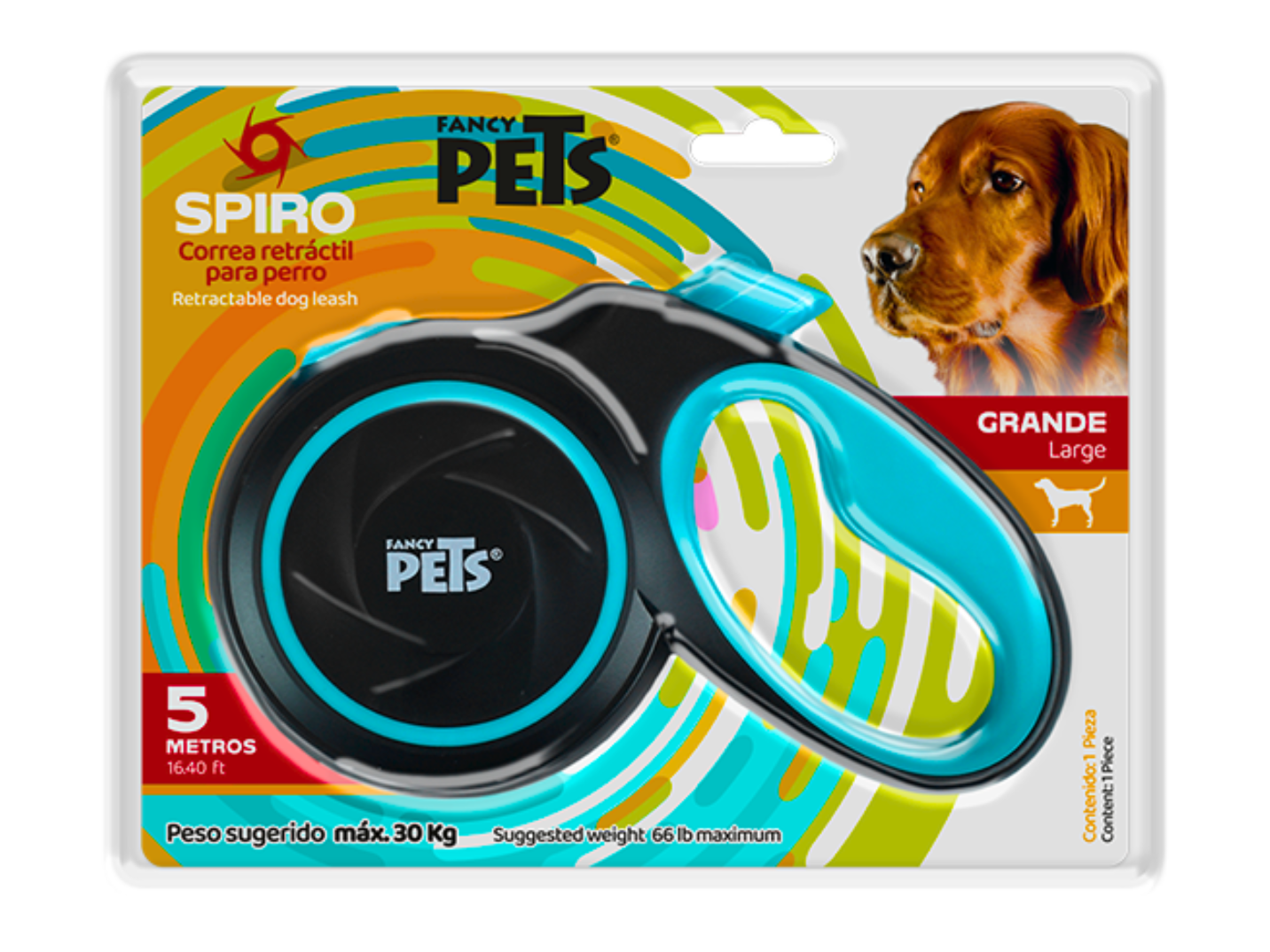 CORREA RETRACTIL SPIRO GDE NEGRA 5 MTS