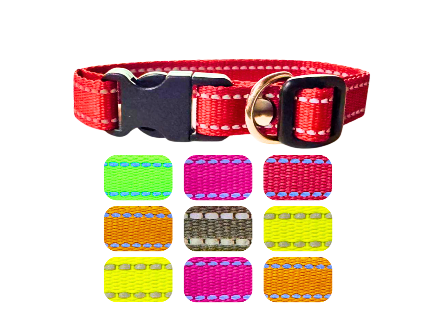 PAQUETE DE COLLARES 3/4 CINTA REFLEJANTE 9 PZS