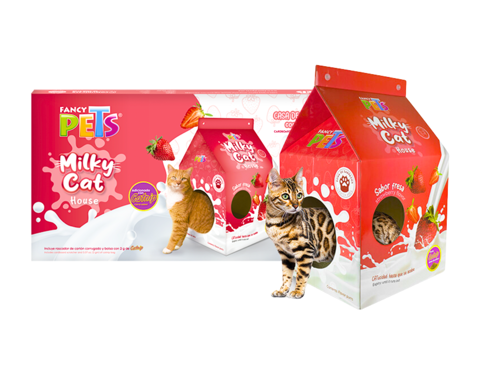CASA DE CARTON CON RASCADOR P/GATO FRESA