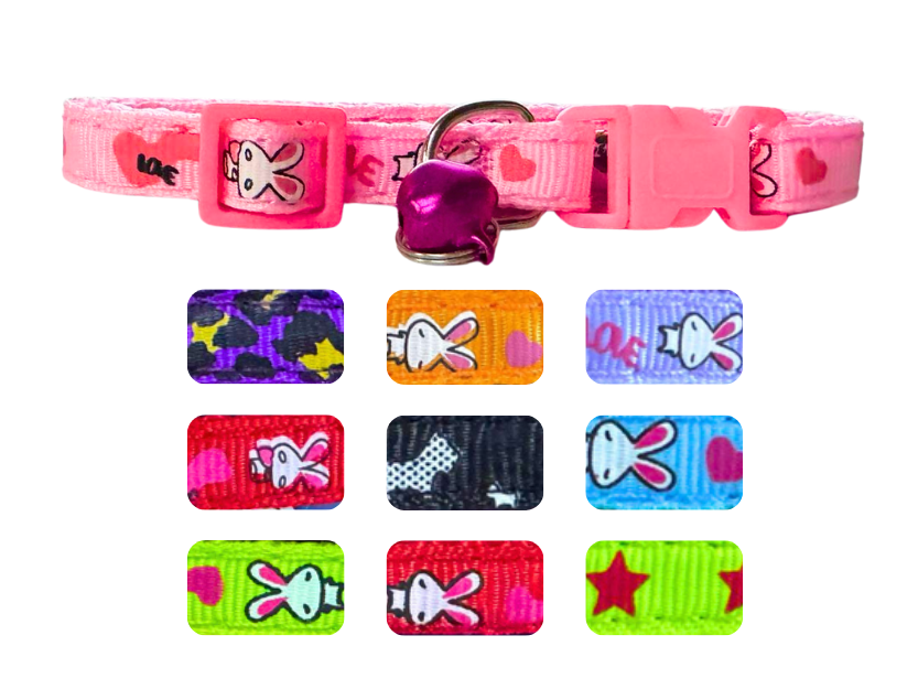 BON123 - PAQUETE COLLAR CINTA LISA CON LISTON Y CASCABEL 10 PZA