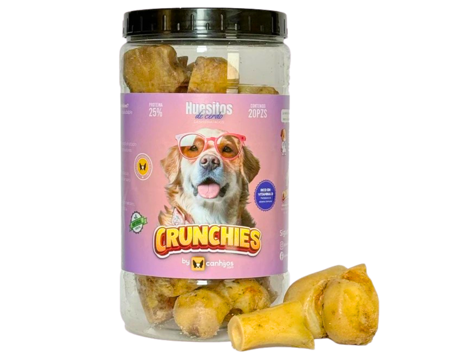 CRUNCHIES BOTE CON HUESITOS DE CERDO 20 PZS