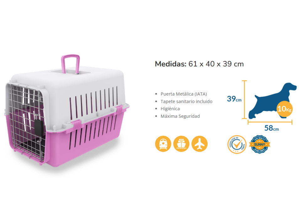 TRANSPORTADORA PARA PERRO CH ROSA (61X40X39)