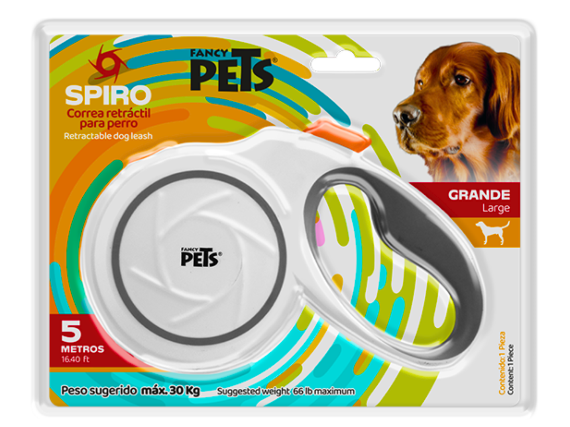 CORREA RETRACTIL SPIRO GDE  BLANCA 5 MTS