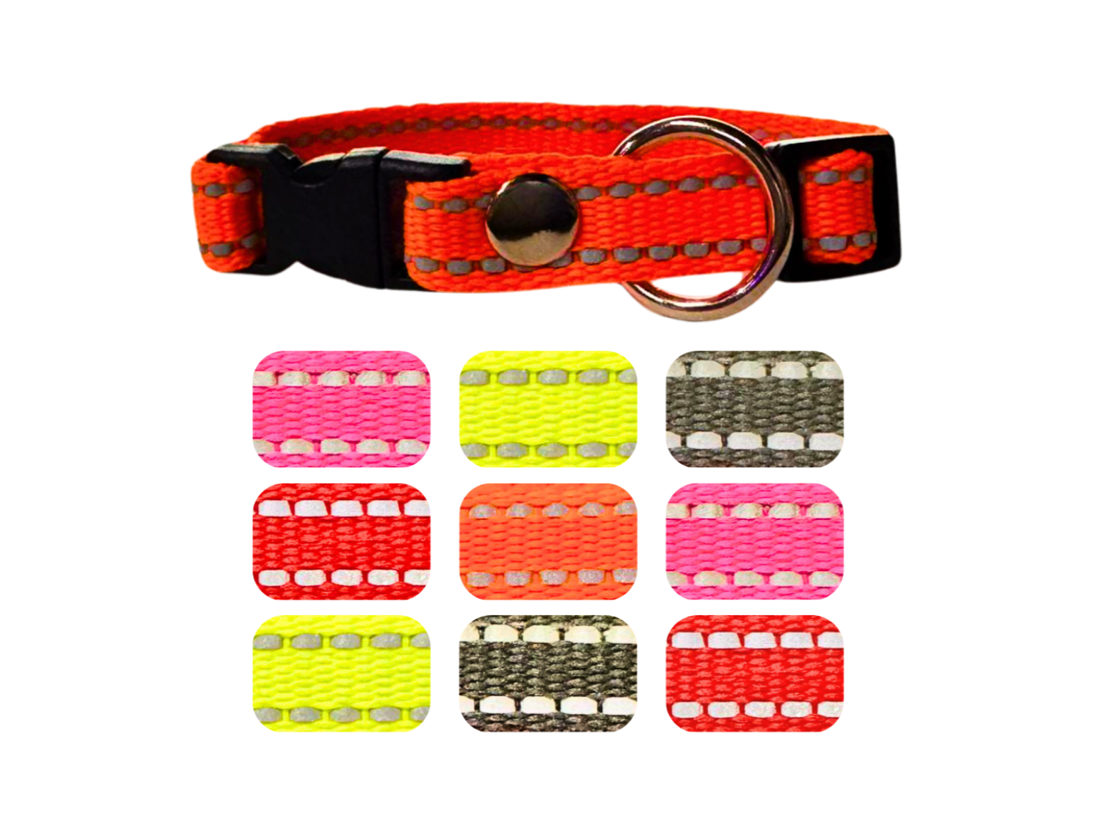 PAQUETE DE COLLARES 1/2 CINTA REFLEJANTE 10 PZS