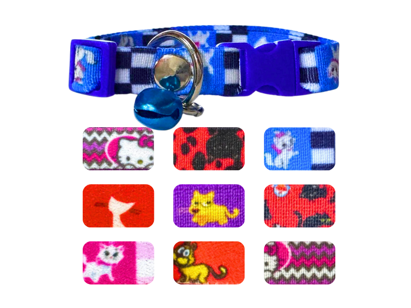 BON140 - PAQUETE DE COLLARES ELASTICOS DE GATO CON CASCABEL 10 PZS