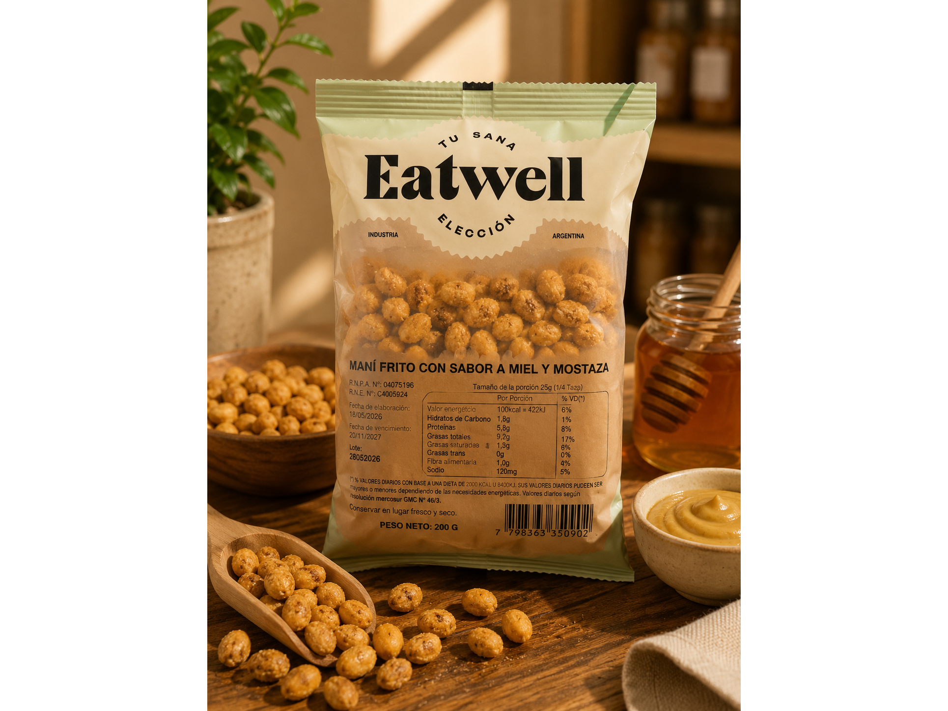Maní frito con sabor a miel y mostaza EATWELL