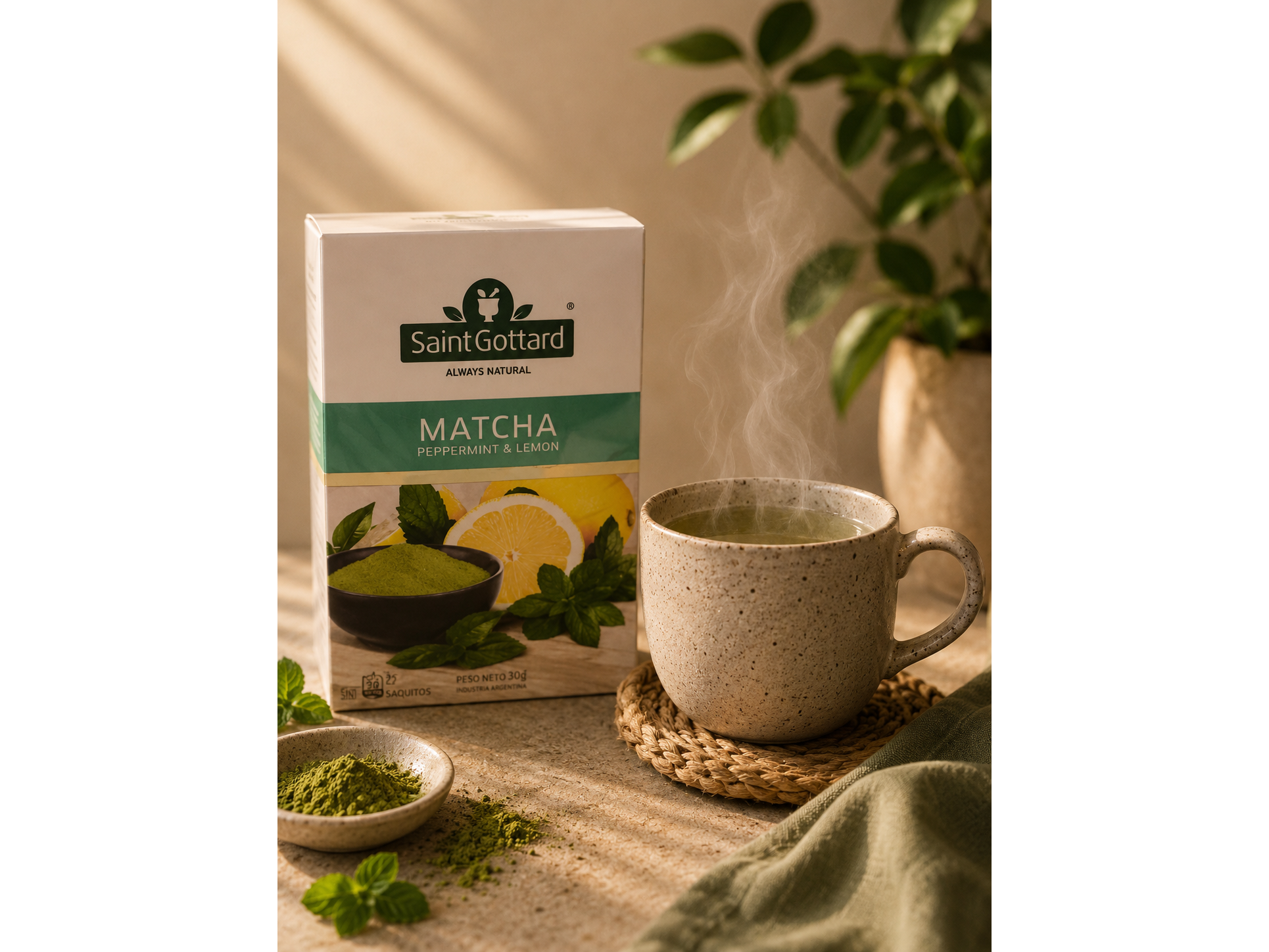 Te Matcha , menta y limón Saint Gottard