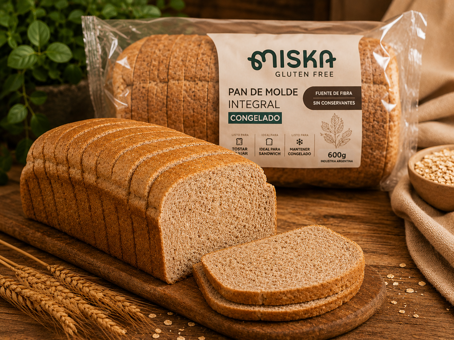 Pan de molde integral  SIN TACC