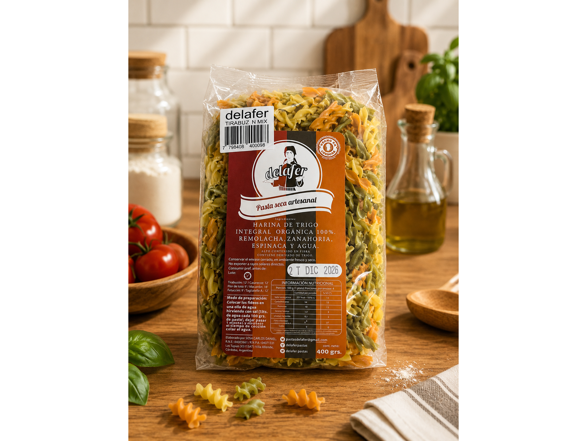 Fideos de harina integral organica. "DELAFER"