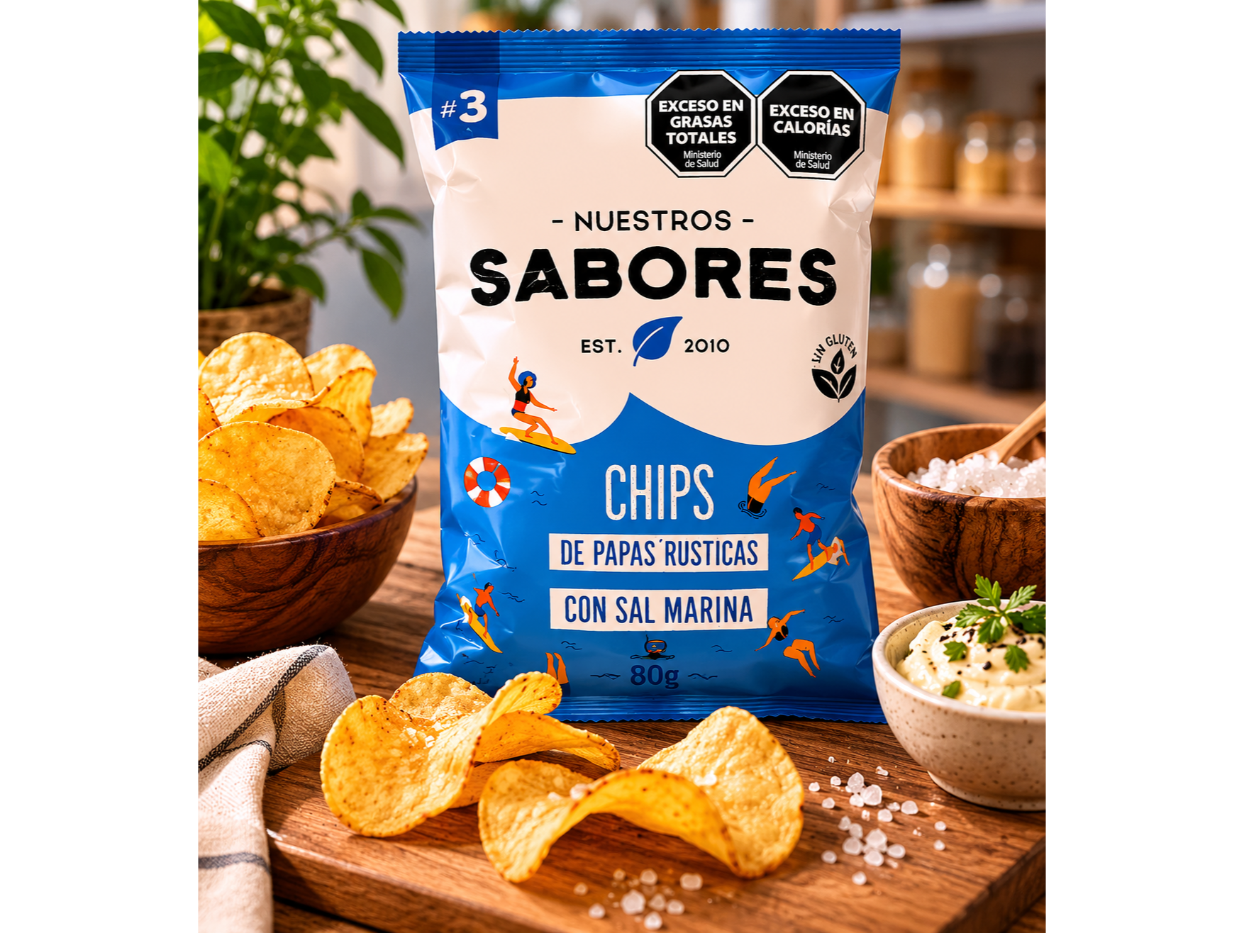 Chips papas rústicas con sal marina SABORES