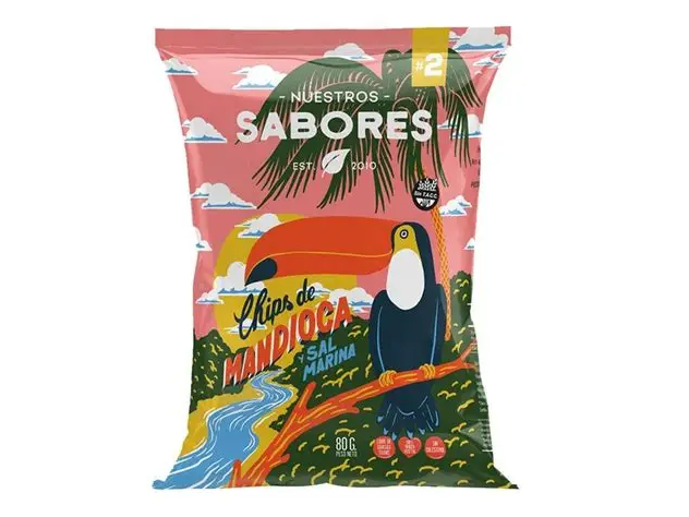 NUESTROS SABORES-Chips de Mandioca y Sal Marina x 80 gr