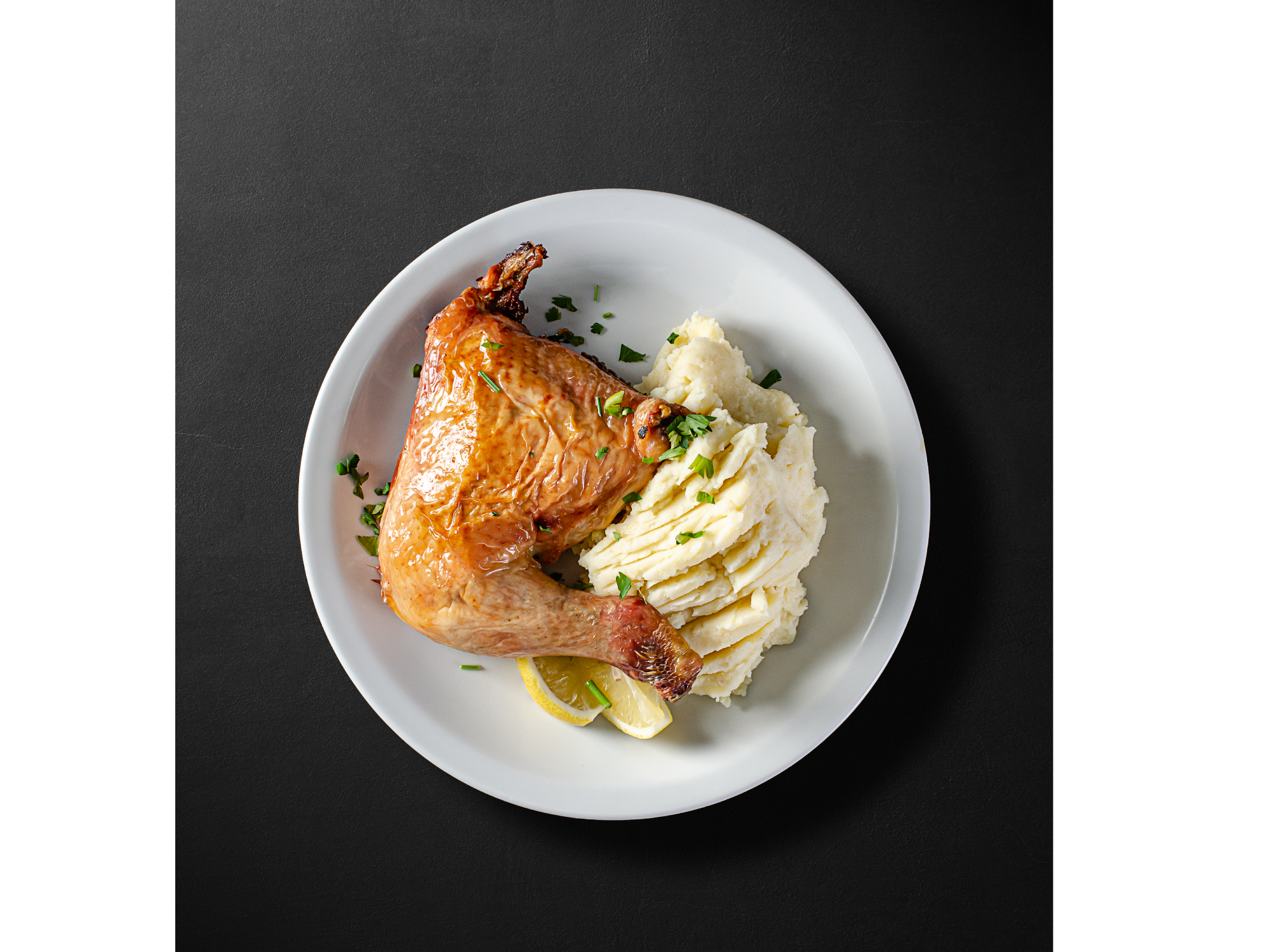 1/4 De Pollo con pure de papas.