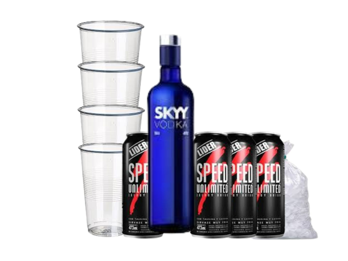 1 SKYY VODKA + 4 SPEED 473 CC