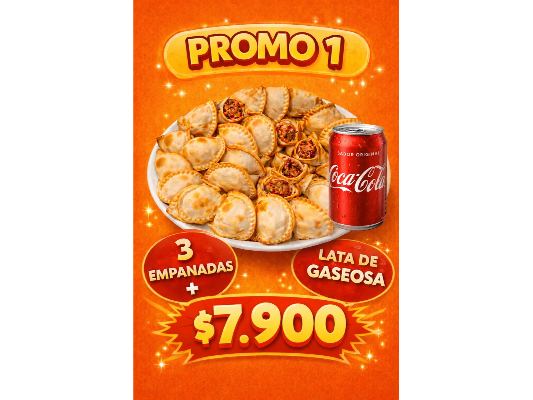 PROMO 3 EMPANADAS + LATA DE GASEOSA!