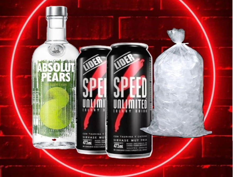Absolut pera + 2 speed xl + hielo