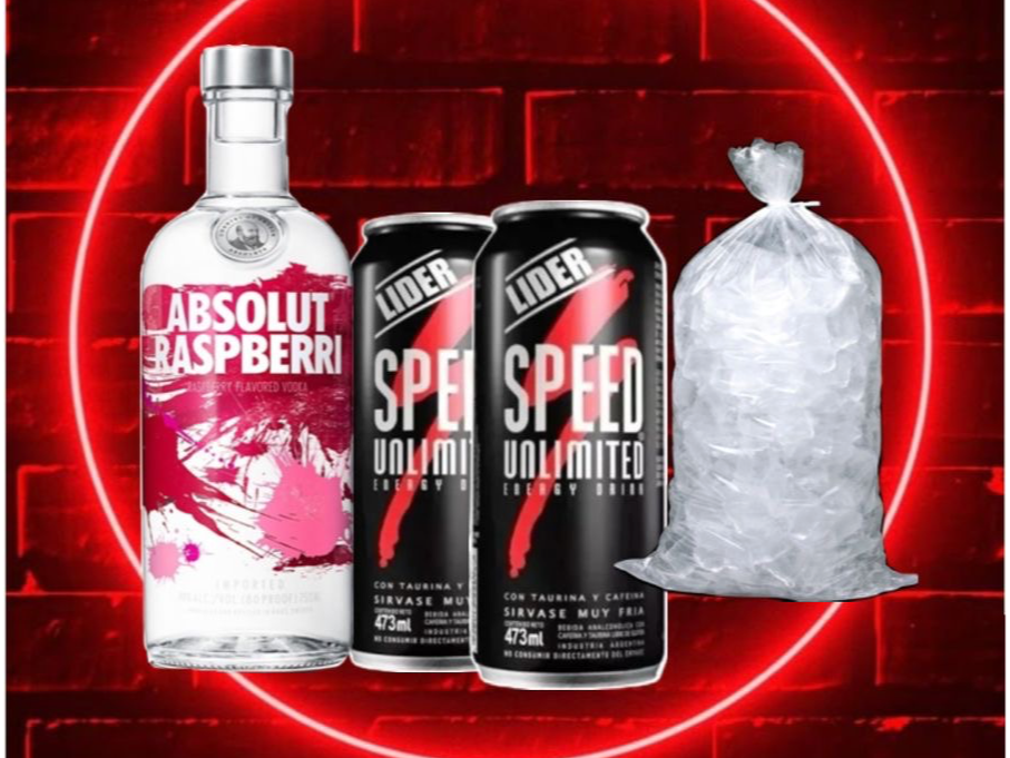 Aboslut raspberry + 2 speed xl + hielo