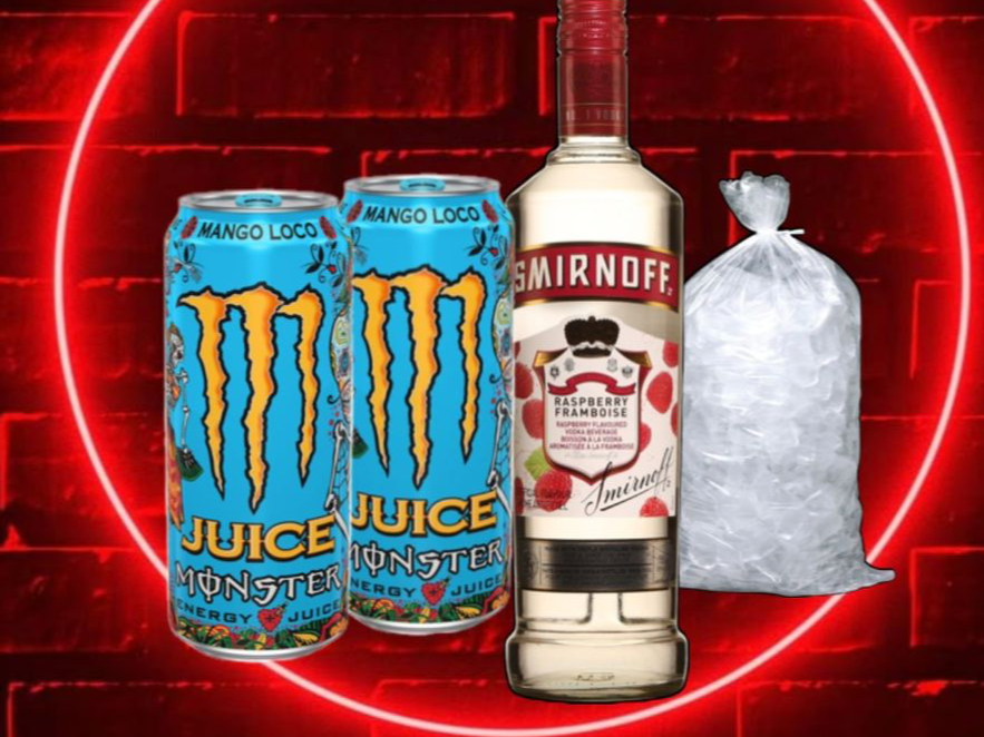 Smirnoff sab + 2 mango loco + hielo