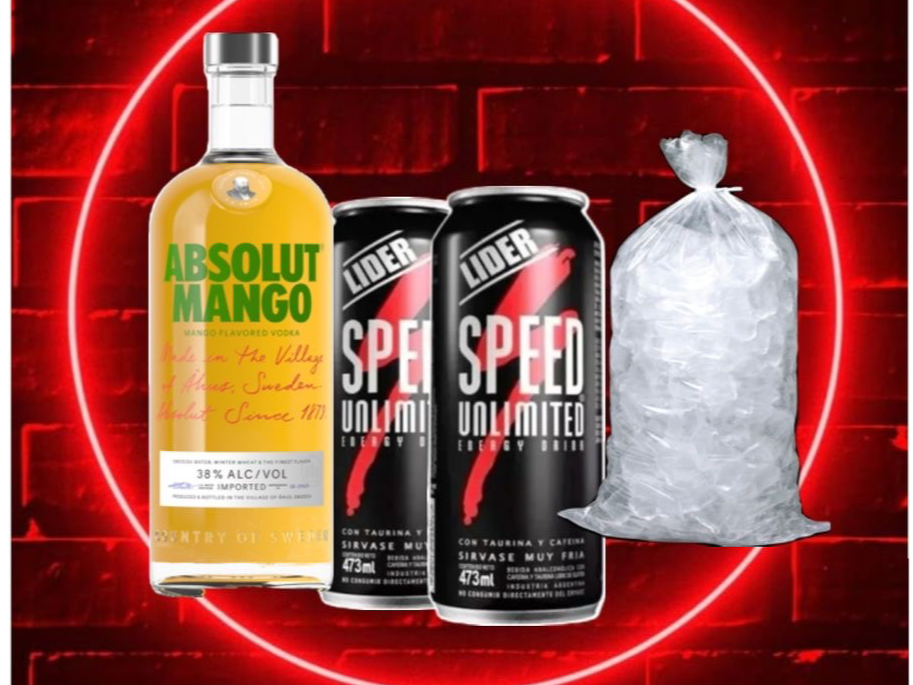 Absolut mango + 2 speed xl + hielo