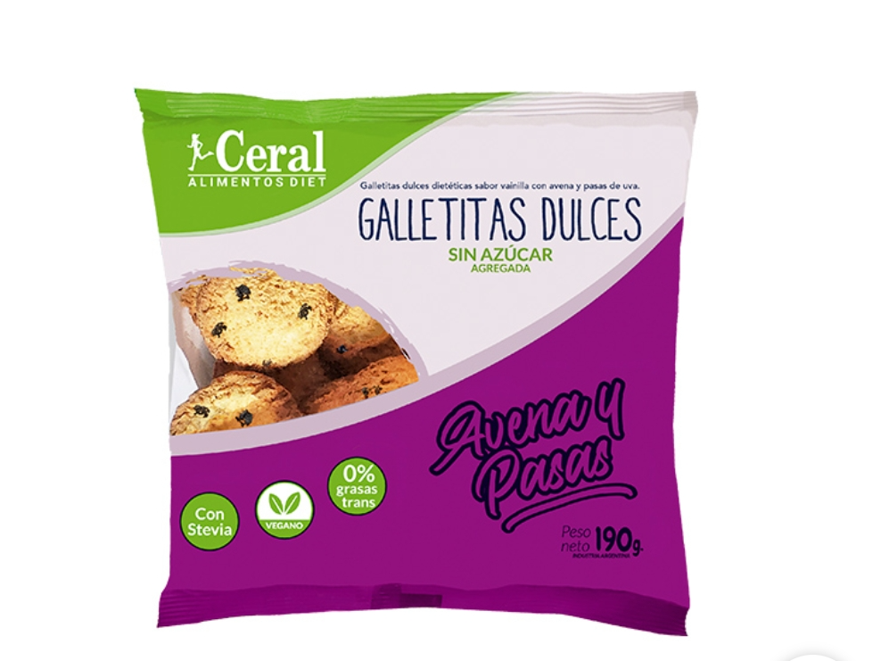 Galletas Dulces de Avena y Pasas ( sin azúcar)