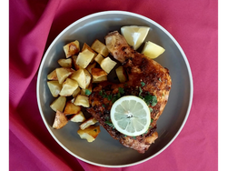 Pollo al chimi con guarnición