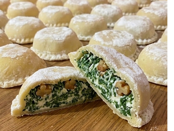 Sorrentinos de espinaca, ricota & nuez
