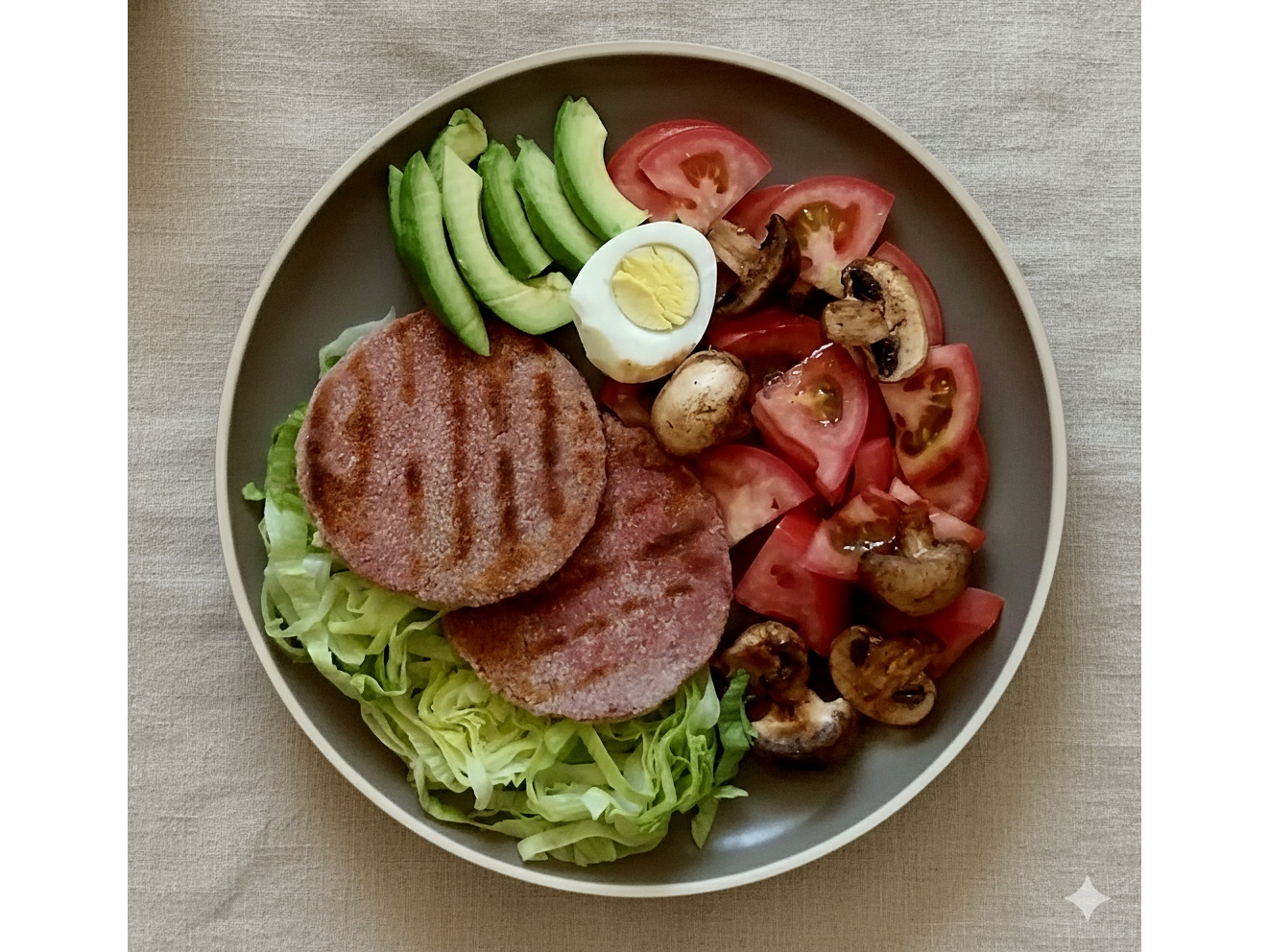 Hamburguesa keto con cheedar y guarnición